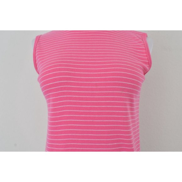 Vintage 90s Bubble Gum Pink Striped Mockneck Top - Picture 9 of 10